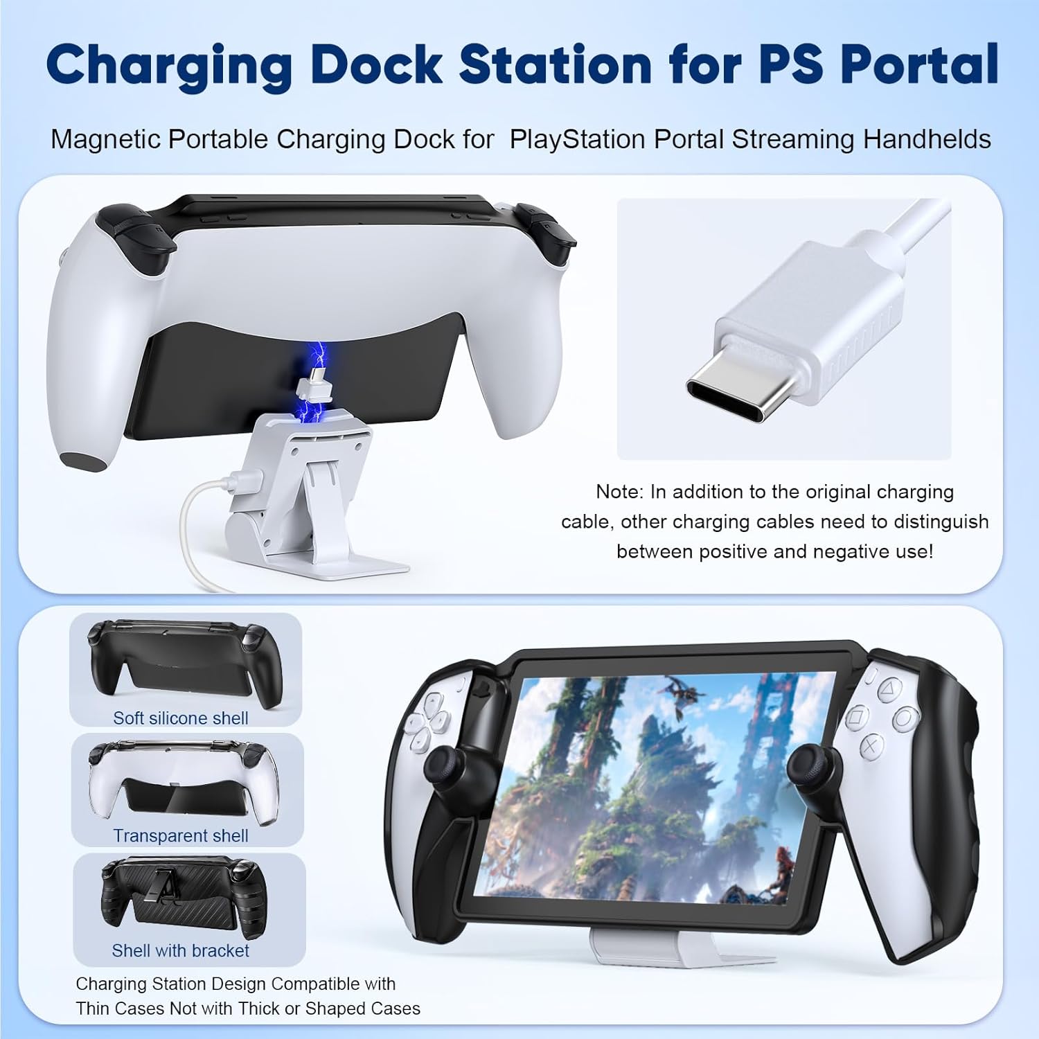 Accessories Kit for Playstation Portal, Carrying Case for PS Portal, Charging Dock Station for Playstation Portal, Protective Skin for PS5 Portal, 2 HD Screen Protector with 4 Thumb Grip,Wired Headset