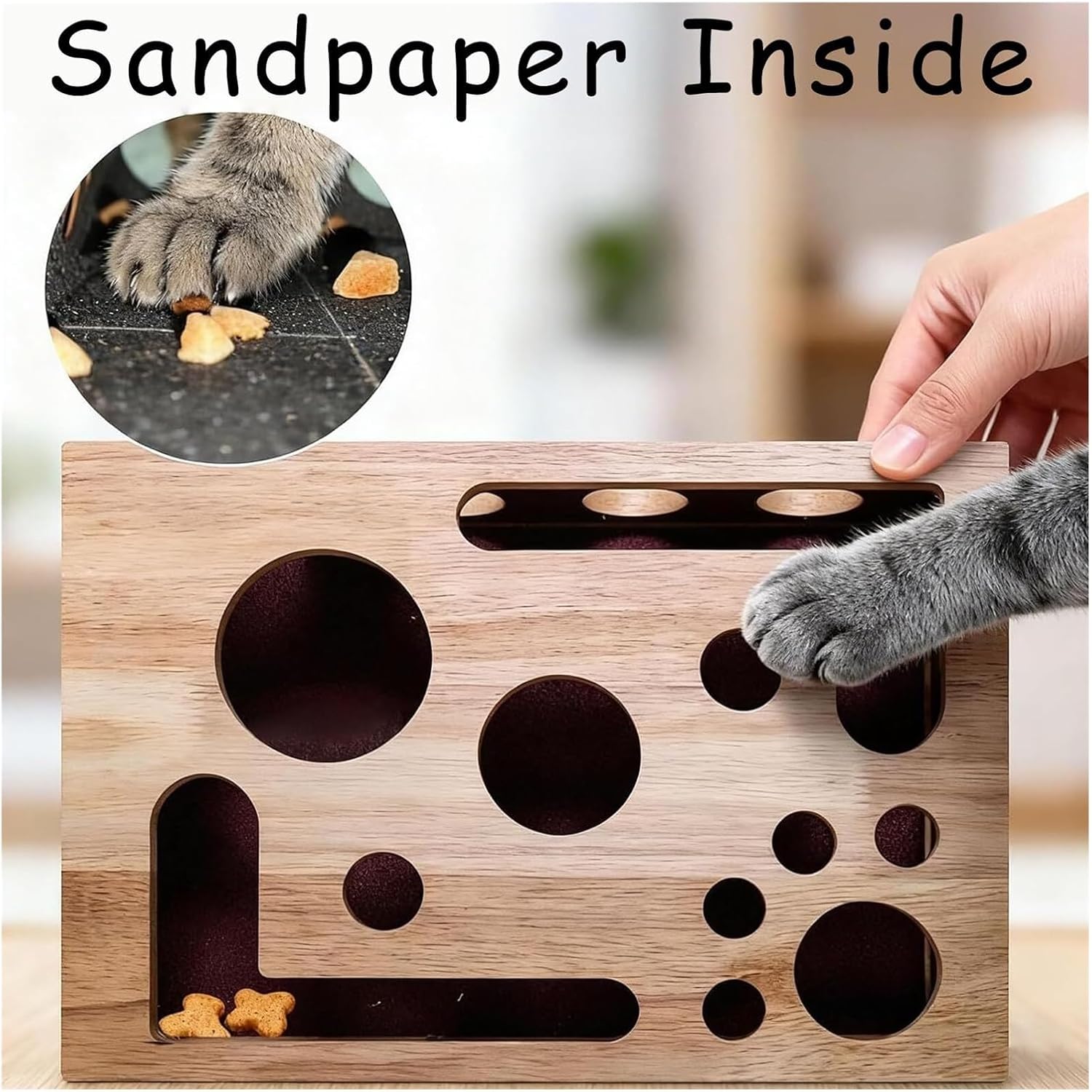 2026 Cat Nail File Box with Bell Ball & Sandpaper Inside, Gift for a Cats That Hates Having Its Nails Trimmed, Cat Scratch Puzzle Enrichment Box, Nail File Stress Free Alternative