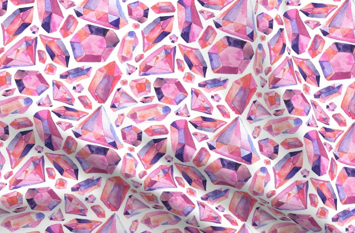 Spoonflower Fabric - Pink Scale Gemstone Magical Boho Fun Bright Geometric Geode Crystals Printed on Petal Signature Cotton Fabric Fat Quarter - Sewing Quilting Apparel Crafts Decor
