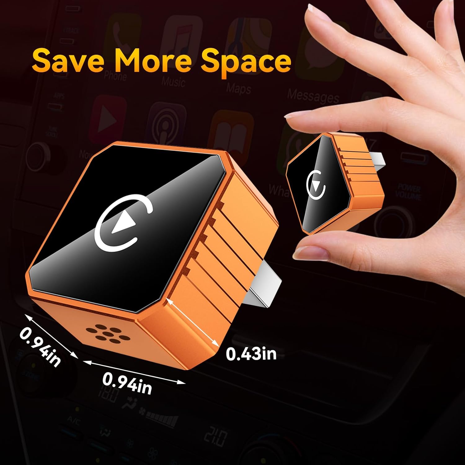 Wireless CarPlay Adapter for Apple Only, 2026 Upgrade Mini Aluminium CarPlay Adapter Converts Wired to Wireless CarPlay for iPhone, Plug & Play, Auto Connect Fast and Stable, with USB-C