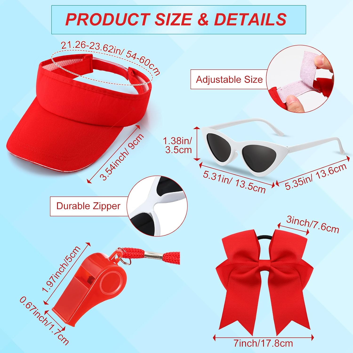 Zoooyawn 6 Pcs Guard Costume Set for Women First Aid Pouch Short Hat Sunglasses Emergency Whistle Hair Bow for Halloween