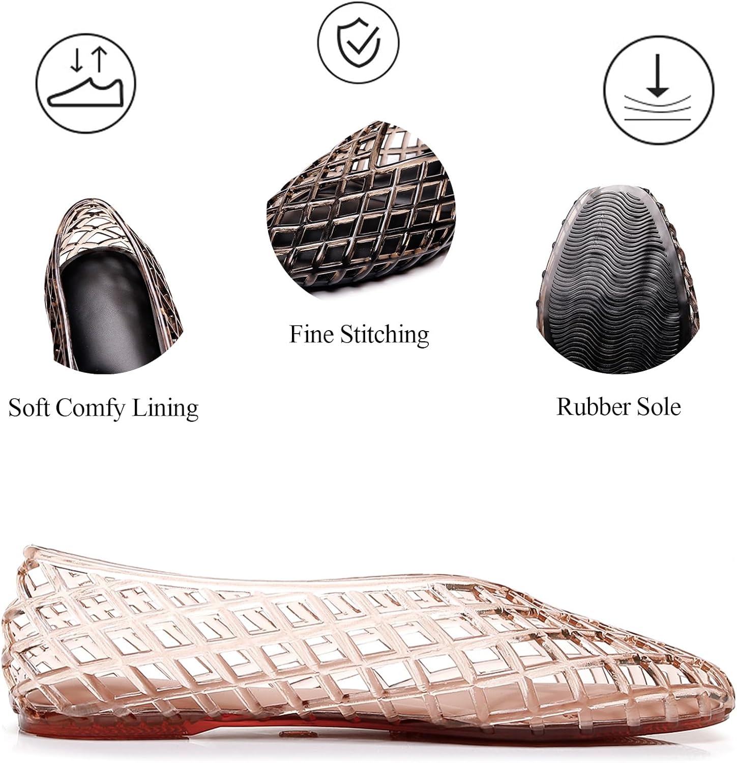 Jelly Ballet Flats For Women Orthopedics Breathable Mesh Comfort Slip On Round Toe Hollow Out Flat Sandals - Perfect Summer Jelly Flats For Women 2026