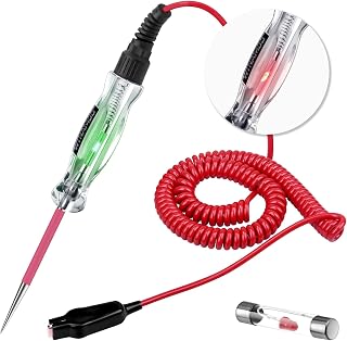 WINAMOO Dual Color LED Automotive Circuit Tester 6-24V Test Light, 135" Extended PU Spring Wire, Sharp Probe for Vehicle Diagnostics