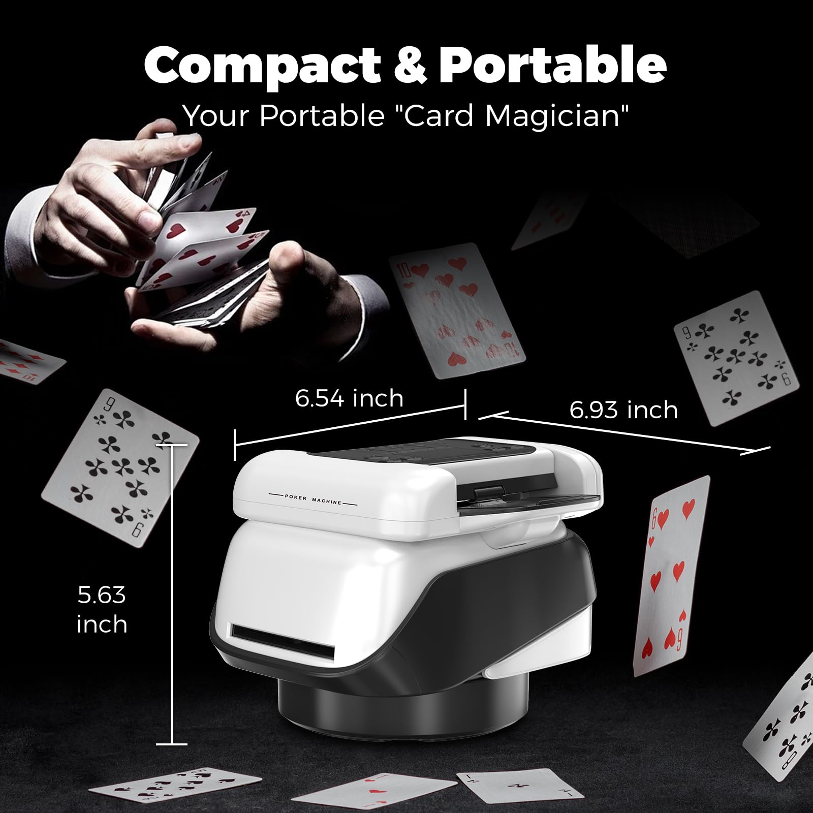 Trasmettitore automatico di carte e mixer per carte con funzione di rotazione a 360°, allocazione personalizzabile per molti giocatori, angolo di uscita versatile, compatibilità (nero)