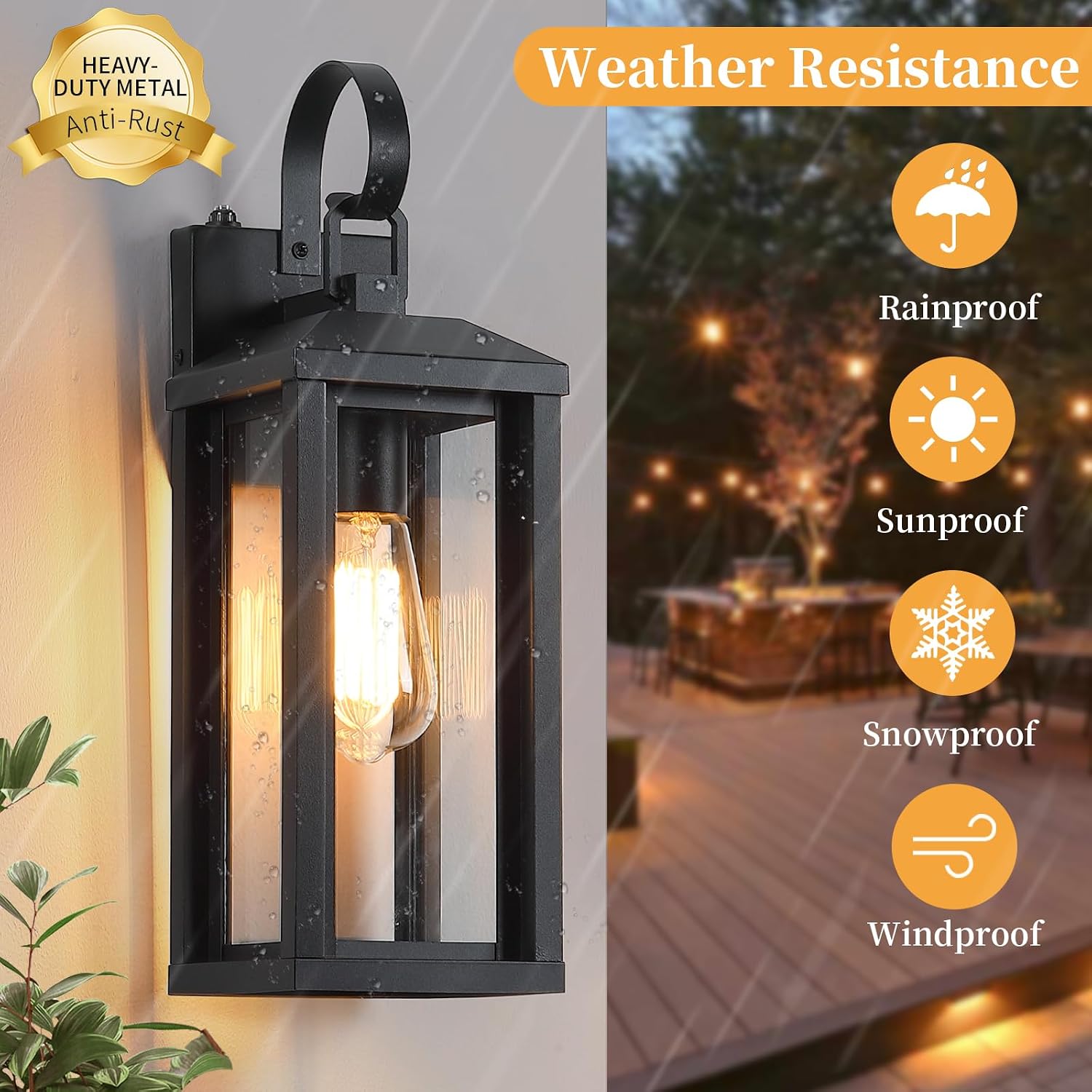 17" Dusk to Dawn Large Porch Lights Outdoor 2-Pack, Matte Black image 5