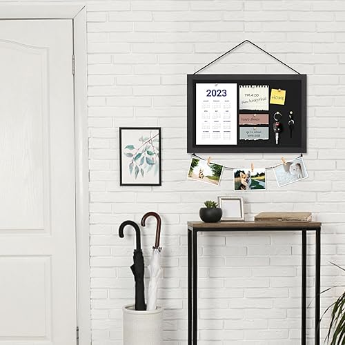 Miniatura 3 de Miratino 2 tablones de anuncios de 16 x 11 pulgadas, tableros de corcho de lino negro para paredes con marco negro, tablero de visión para