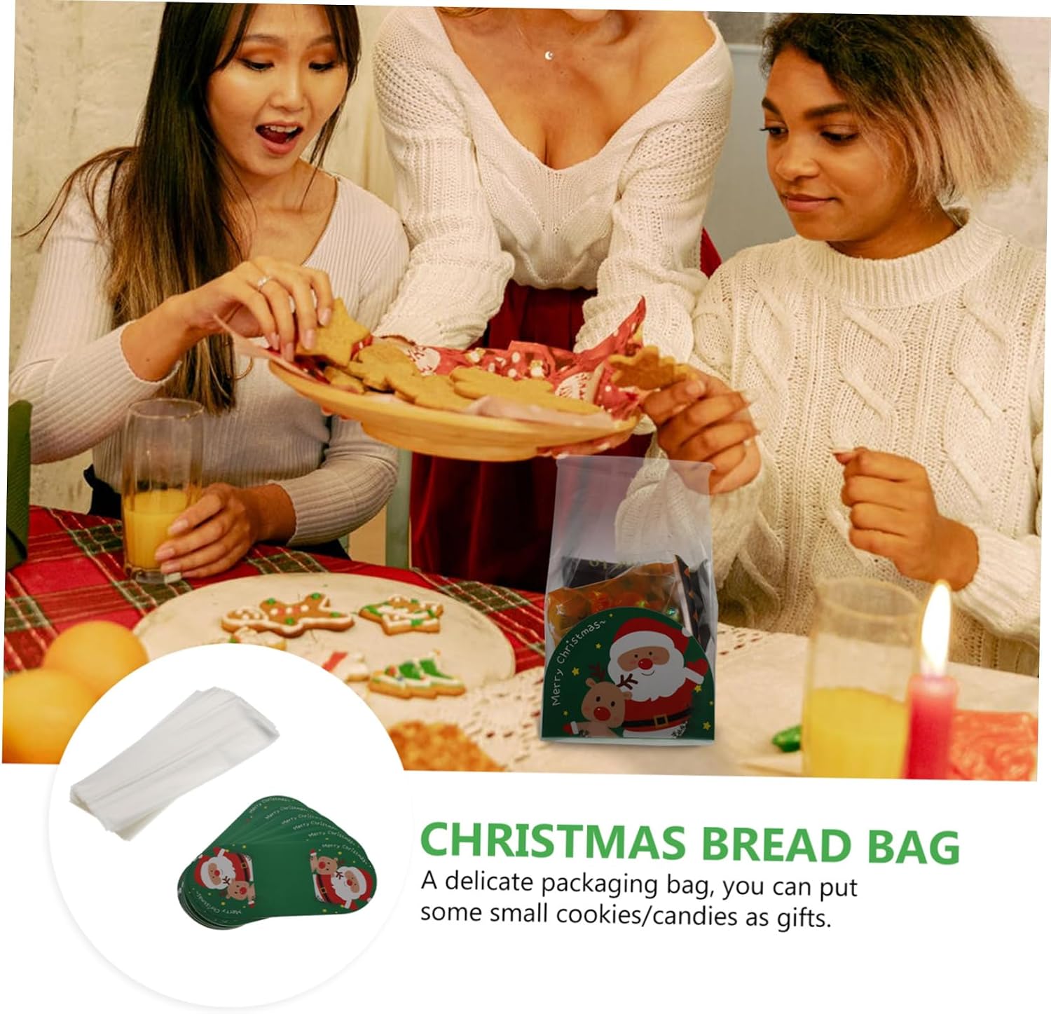 PRETYZOOM 50sets Christmas Style Dessert Packaging Bags Christmas and for Wrapping and Party Favors