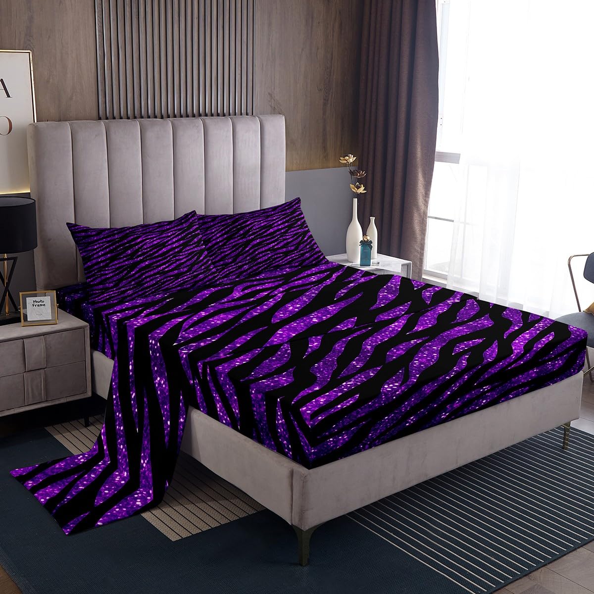 Taies d'oreiller et drap-housse poche profonde violet Manfei pour matelas qui glissent