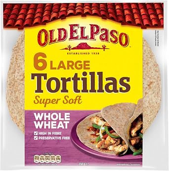Old El Paso Large Super Soft Whole Wheat Tortillas 350g (Pack of 12)