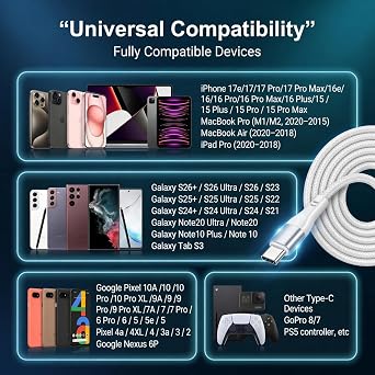 2 Pack 1M Charger Cable For Lenovo Idea Tab Pro/Idea Tab/One /M11 /M10 | M10 Plus /M8 (4th, 3rd Gen) Charger Cable, Type C Fast Charging Cable, 3A USB-A to USB-C Charging Cable (White)