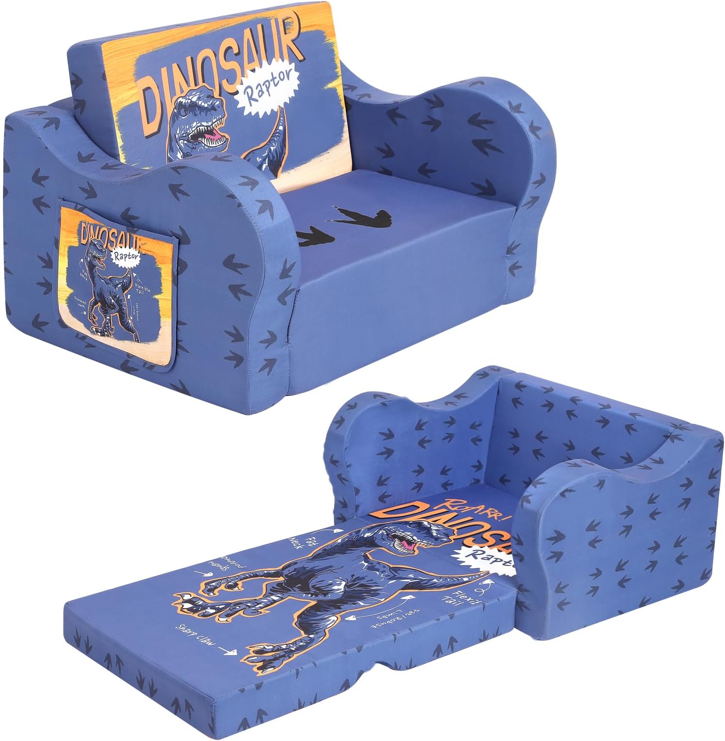 MOMCAYWEX T-Res Kids Sofa, 2-in-1 Kids Couch Fold Out, Convertible Sofa to Bed for Girls and Boys