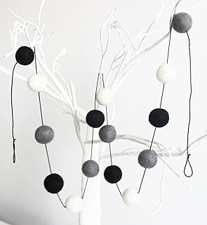 Monochrome Pom pom garland, Monochrome felt ball garland