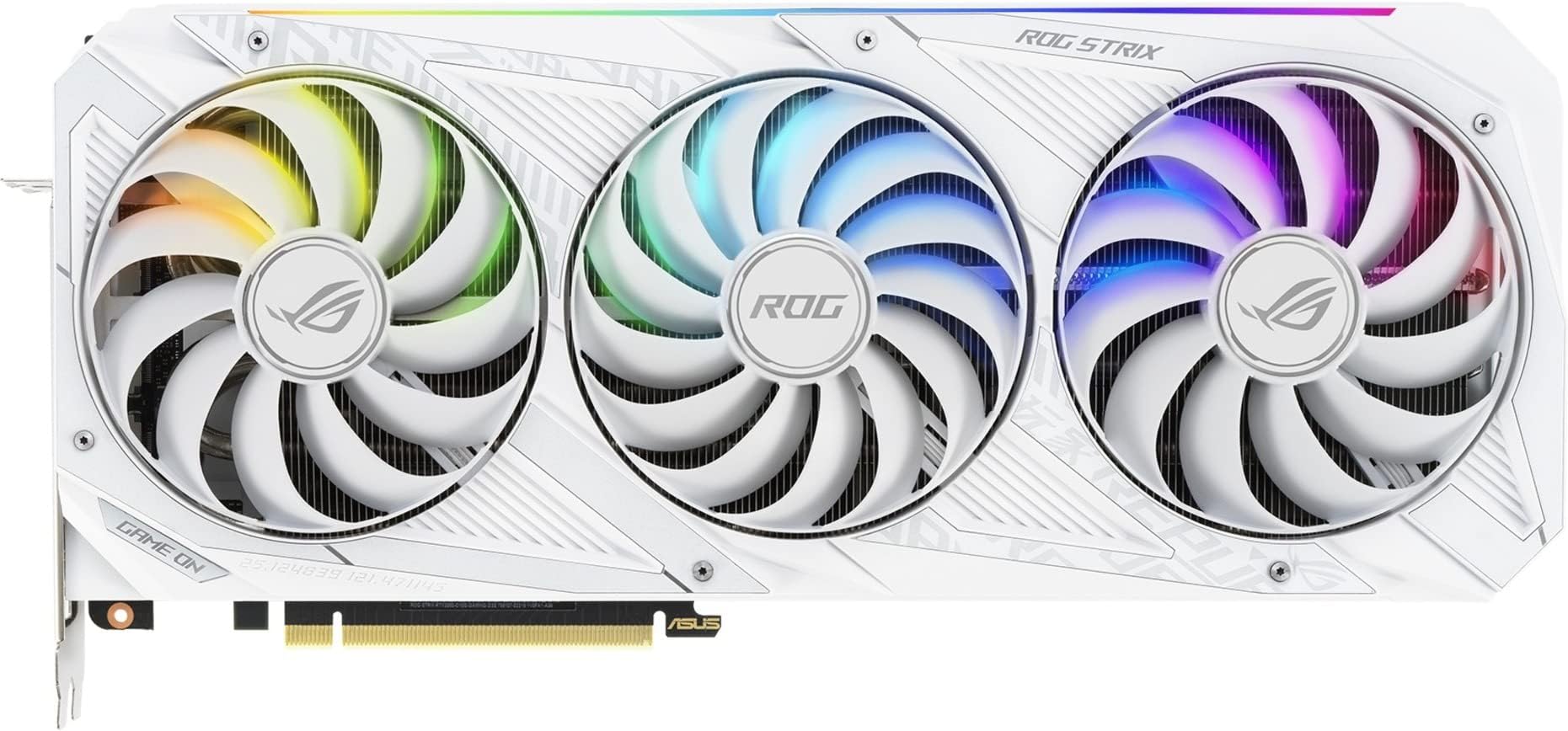 ASUSROG Strix NVIDIA GeForce RTX 3080 V2 White Edition Gaming Graphics Card (PCIe 4.0, 10GB GDDR6X, LHR, HDMI 2.1, DisplayPort 1.4a, White Color Scheme, Axial-tech Fan Design, 2.9-Slot)