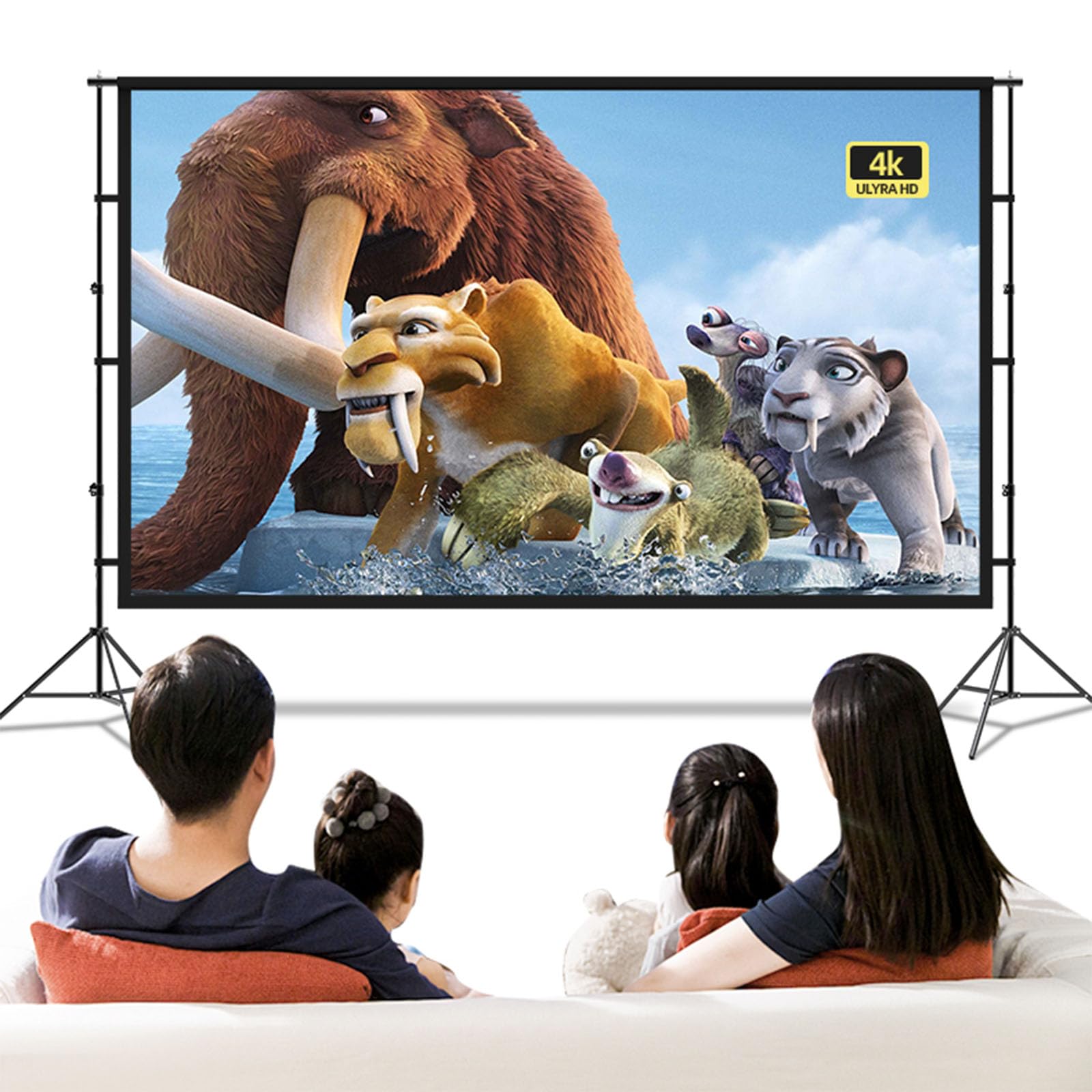 Projector Screen, Portable Screen With 16:9 HD 4K Screen Support Double-Sided Projection, Foldable Wrinkle-Free Outdoor Projector Screen for Home Cinema, Meeting Presentation,180in