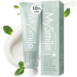 MySmile Fluoride Free Nano Hydroxyapatite Toothpaste for Sensitive Teeth, Strengthens Enamel, Remineralizes & Whitens Teeth, Freshens Breath for Adults, SLS Free, Natural Misty Mint, 4.2 oz