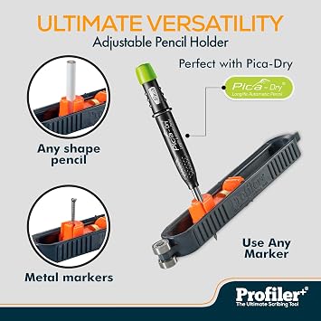 Profiler+ Multifunction Scribing Tool - Pica-Dry Long-life Automatic Pencil & 8 Multi-Use Refill Leads, The Ultimate Precision Set Official Brand Collaboration for Accurate Scribing and Marking
