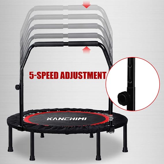Kanchimi 40 Folding Mini Fitness Indoor Exercise Workout Rebounder Trampoline with Handle, Max Load 150KG