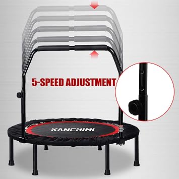 Kanchimi 40 Folding Mini Fitness Indoor Exercise Workout Rebounder Trampoline with Handle, Max Load 150KG