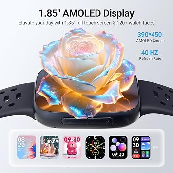Smart Watches for Men Android iPhone (2 Bands), [1.85 AMOLED Screen] Smartwatch Fitness Tracker 3ATM Waterproof with Bluetooth Calls, AI Control, Heart Rate/SpO2/Sleep Monitor, 7 Days Battery