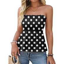 LILLUSORY Womens Summer Strapless Tube Tops Spring Peplum Ruffle Sleeveless Shirts Boho Beach Vacation Smocked Blouses 2026