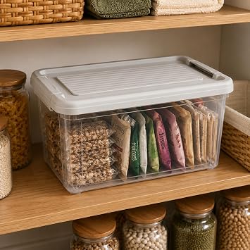 Orret Home Kilitli Saklama Kabı Şeffaf Organizer PP Plastik Gıda Saklama Kabı Kapaklı Buzdolabı Düzenleyici İstiflenebilir Çok Amaçlı Saklama Kutusu (5 Litre)