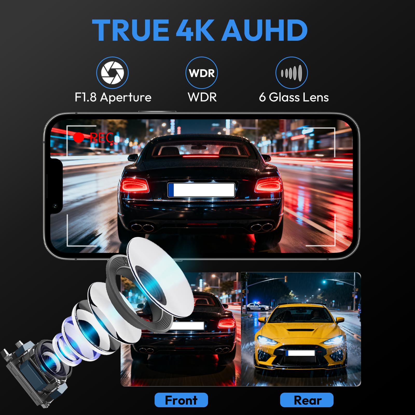 Przednia kamera samochodowa 4K do Volvo EX30 2025 Twin Single Motor AWD RWD, styl OEM, nagrywanie w pętli, wbudowane WiFi i aplikacja, czujnik grawitacji, obraz 2160p łatwy w instalacji, karta