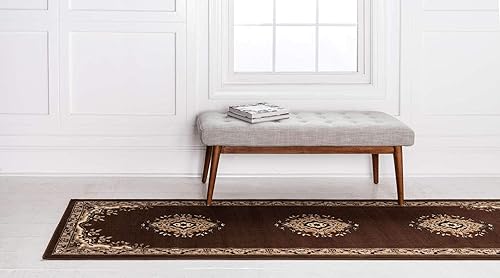 Vista 301 de Unique Loom Reza Collection- Alfombra, Polipropileno, Marrón Marrón/ marfil