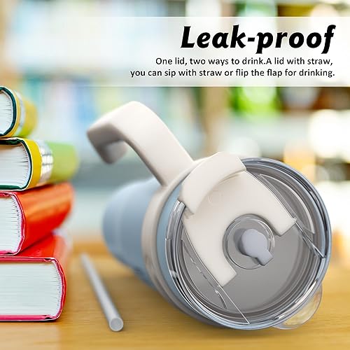 Miniatura 5 de Vaso de 40 onzas con asa y popote, vaso de acero inoxidable a prueba de fugas, taza de viaje aislada al vacío para bebidas calientes y frías,