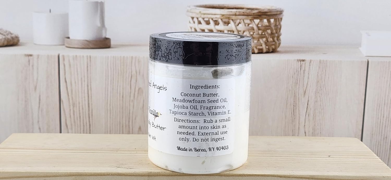 TSA Handmade Whipped Coconut Vanilla Body Butter Cream, Luxury Body Lotion for Dry Skin, Daily Moisturizing Vitamin E, Meadowfoam Seed Oil, and Jojoba Oil, Mothers, Fathers, Women, Men, Teens, 5.5 oz