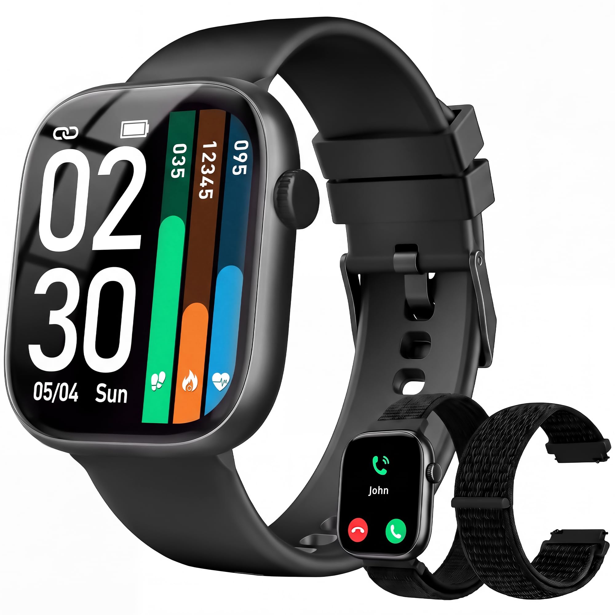 Smart Watch for Women Men, Answer/Make Call, 1.83"HD Touchscreen, 2 Bands | IP67 Waterproof Fitness Tracker, Heart Rate/Sleep Monitor, DIY Dial, Multi-Sport Modes Pedometer, Smartwatch for iOS/Android