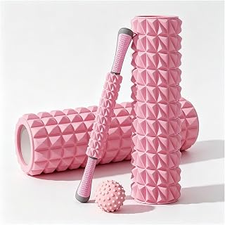 3-Piece Set Foam Roller Massage Stick Ball | 3-Piece Set Foam Roller Massage Stick Ball, Muscle Recovery Kit For Yoga Pilates Fitness(Pink)