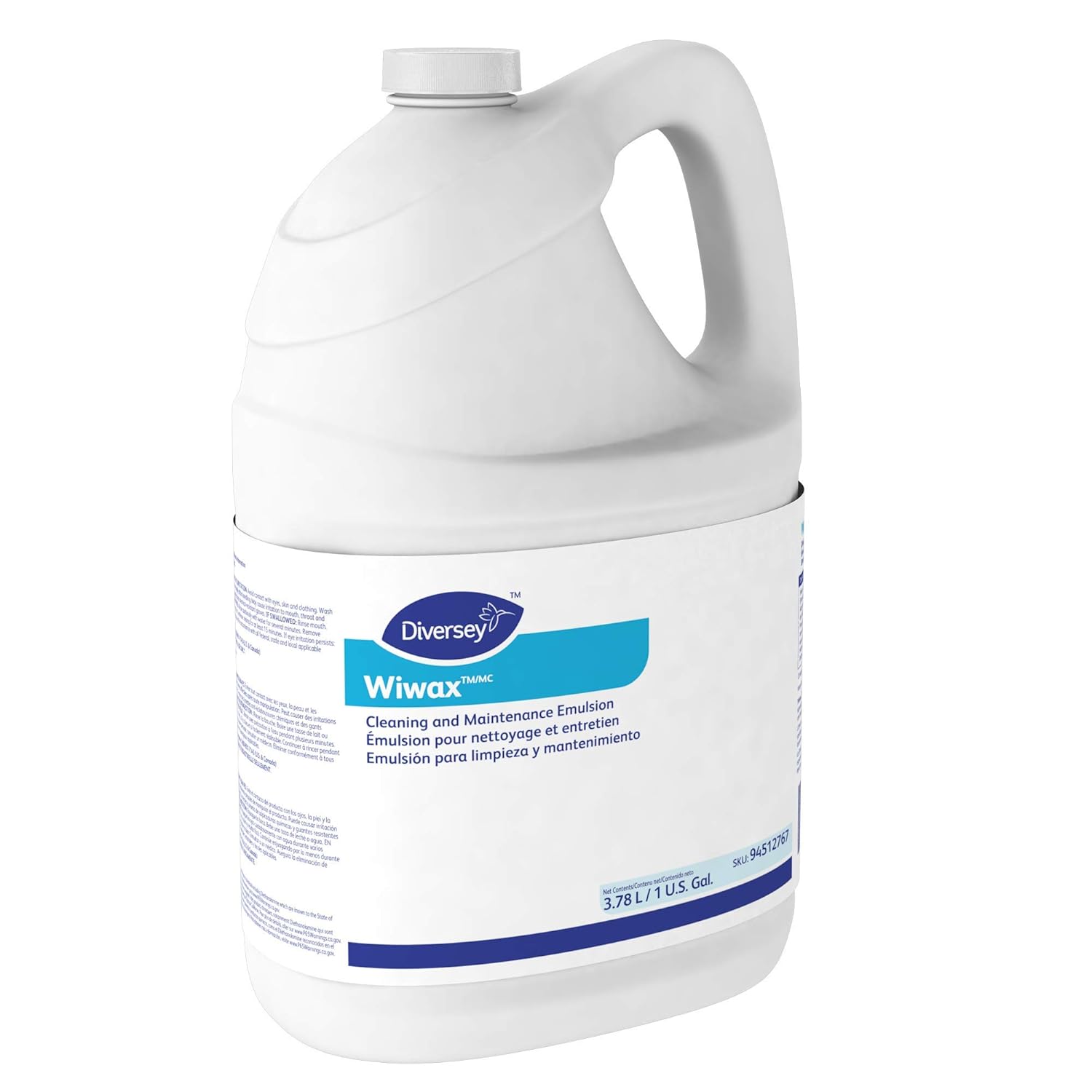 Diversey 94512767 Wiwax Cleaning & Maintenance Emulsion Liquid, Commercial Strength Sealer for Rubber, Concrete & Stone Floors, Concentrate, 1-Gallon (Pack of 4)