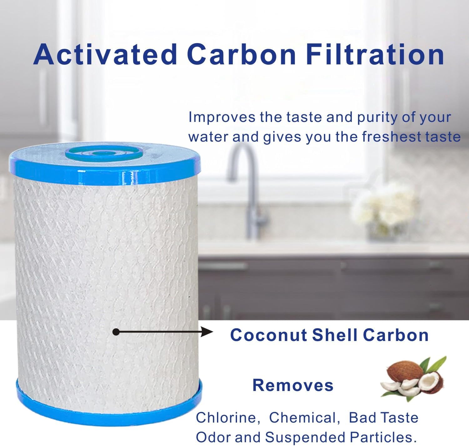 Replacement Water Filter Compatible with CB6 Carbon Block Filters for MP and MPC System, 0.5 Micron with 1/4" Female NPT, 4.5" Diameter, 6.5" Height, 1 PACK