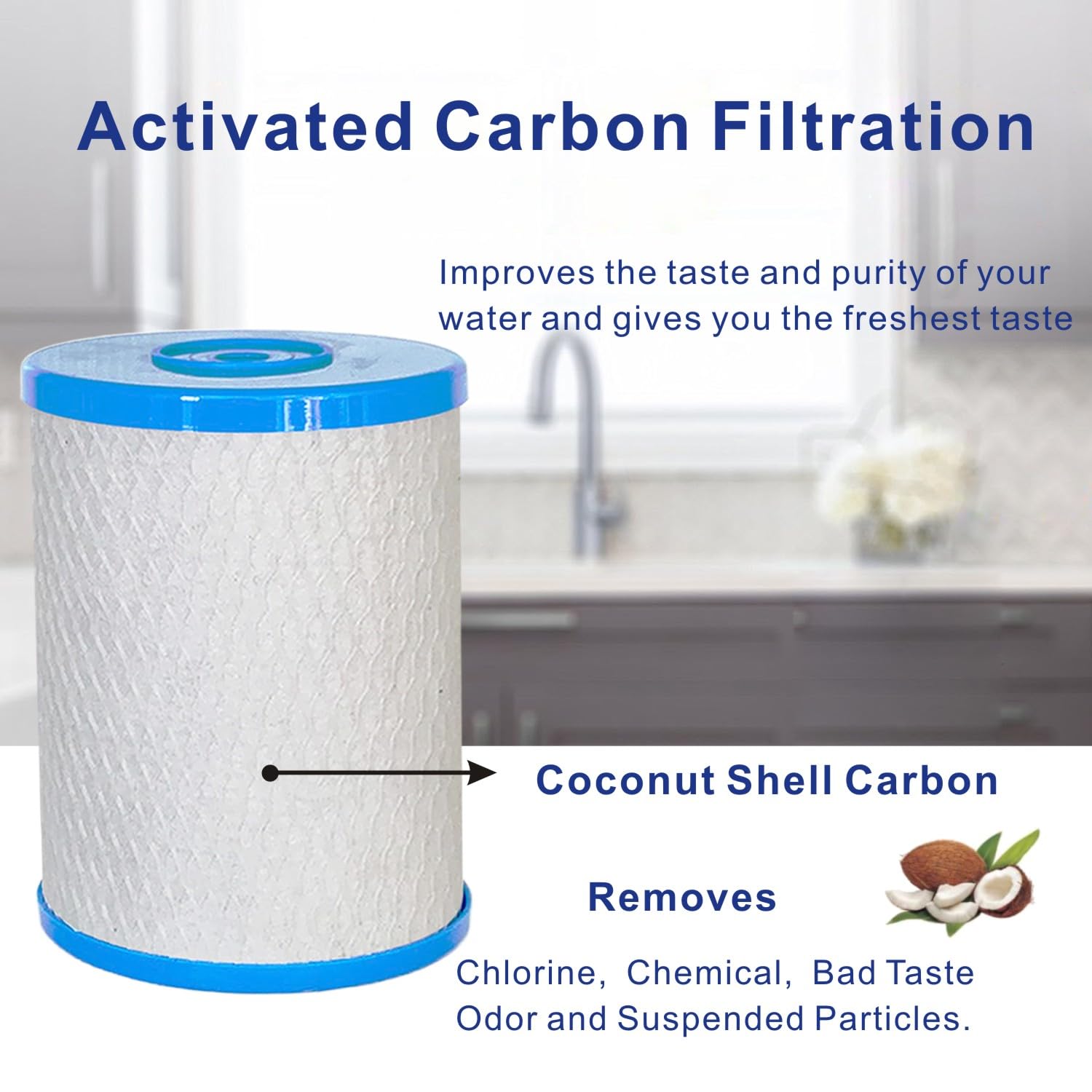Filtro de agua de repuesto compatible con filtros de bloque de carbono CB6 para sistema MP y MPC, 0.5 micras con NPT hembra de 1/4 pulgadas, 4.5 pulgadas de diámetro, 6.5 pulgadas de altura, 1 paquete
