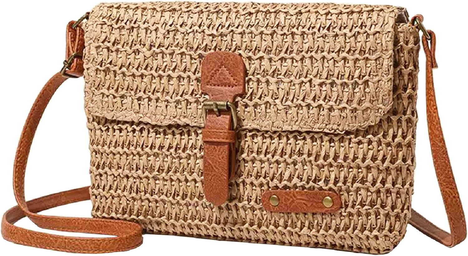 Straw Beach Bag Woven Straw Messenger Summer Purse Crossbody Shoulder Bag Vacation Clutch Tote Handbag Small Purses For Women