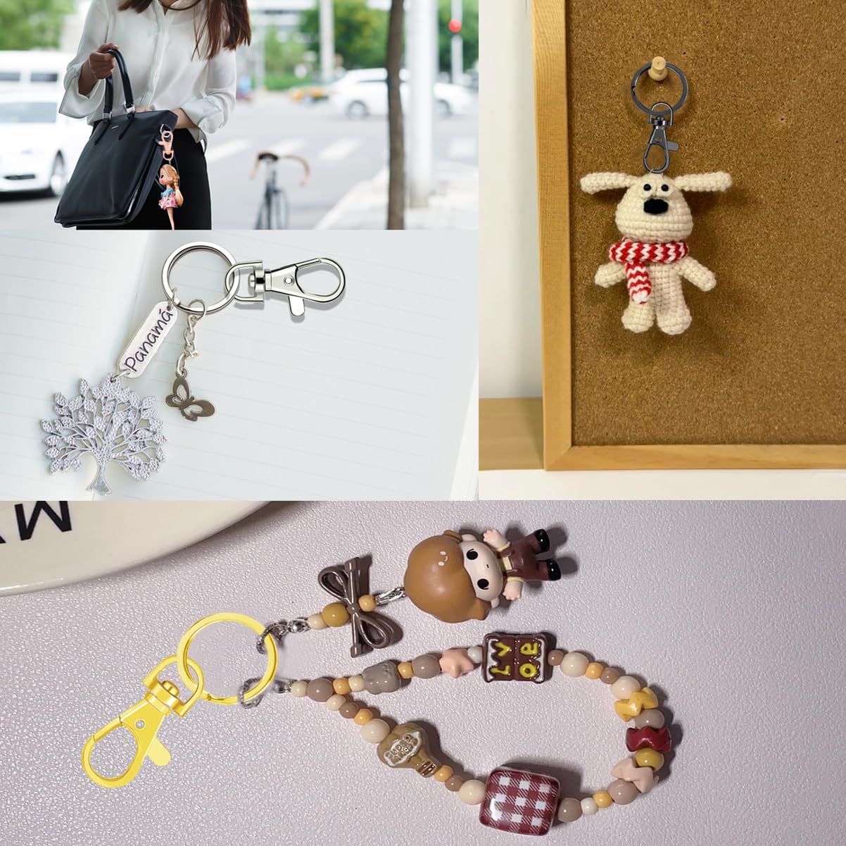 100 Pcs Keychain Hooks with Key Rings, Keychain Clip Hooks with Rings for Lanyard Jewelry Making DIY Crafts(50 Pcs Metal Lobster Claw Clasps + 50 Pcs Flat Key Rings) (Black) - Image 6