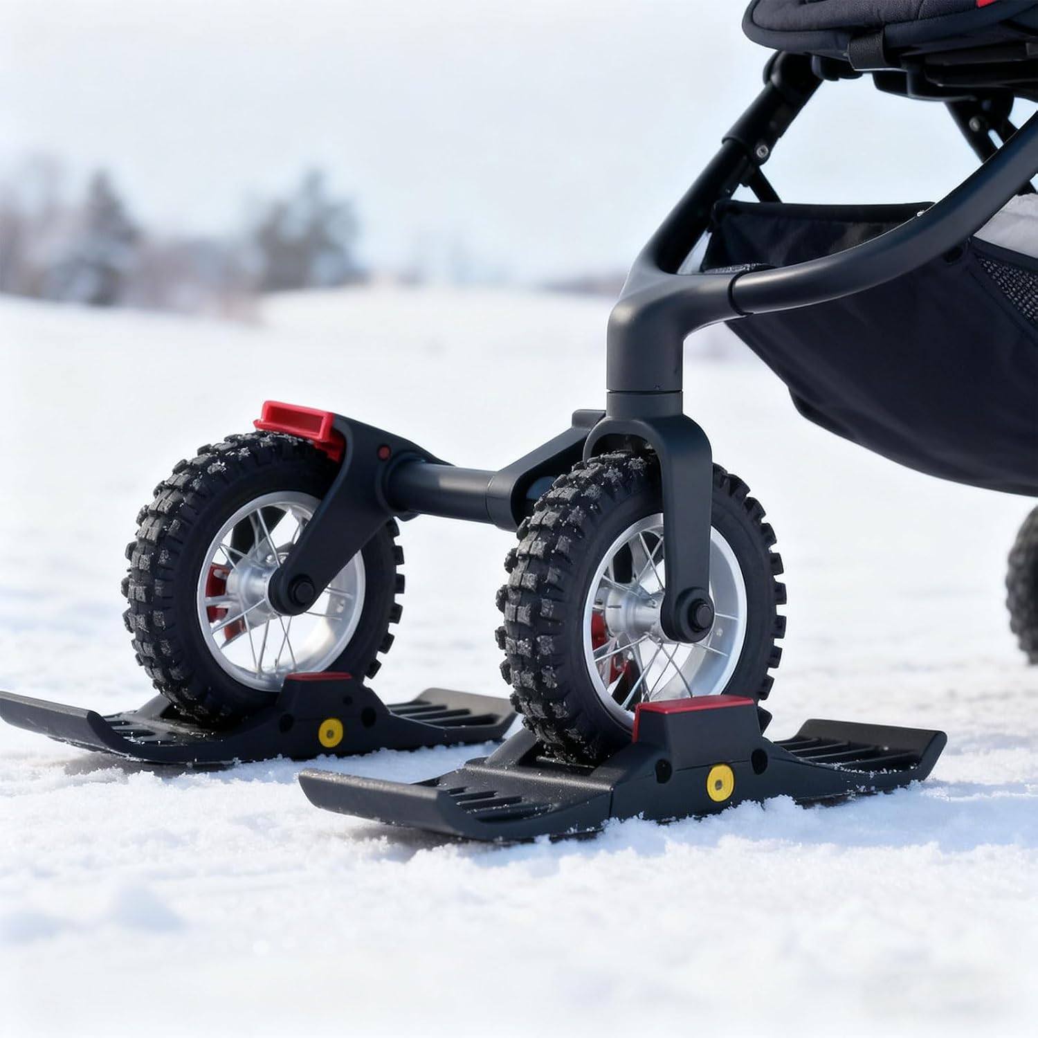 Universals Snow Ski Adapter for Strollers and Bicycles Compatibility with 2.3 in Tires Light Weight Durability