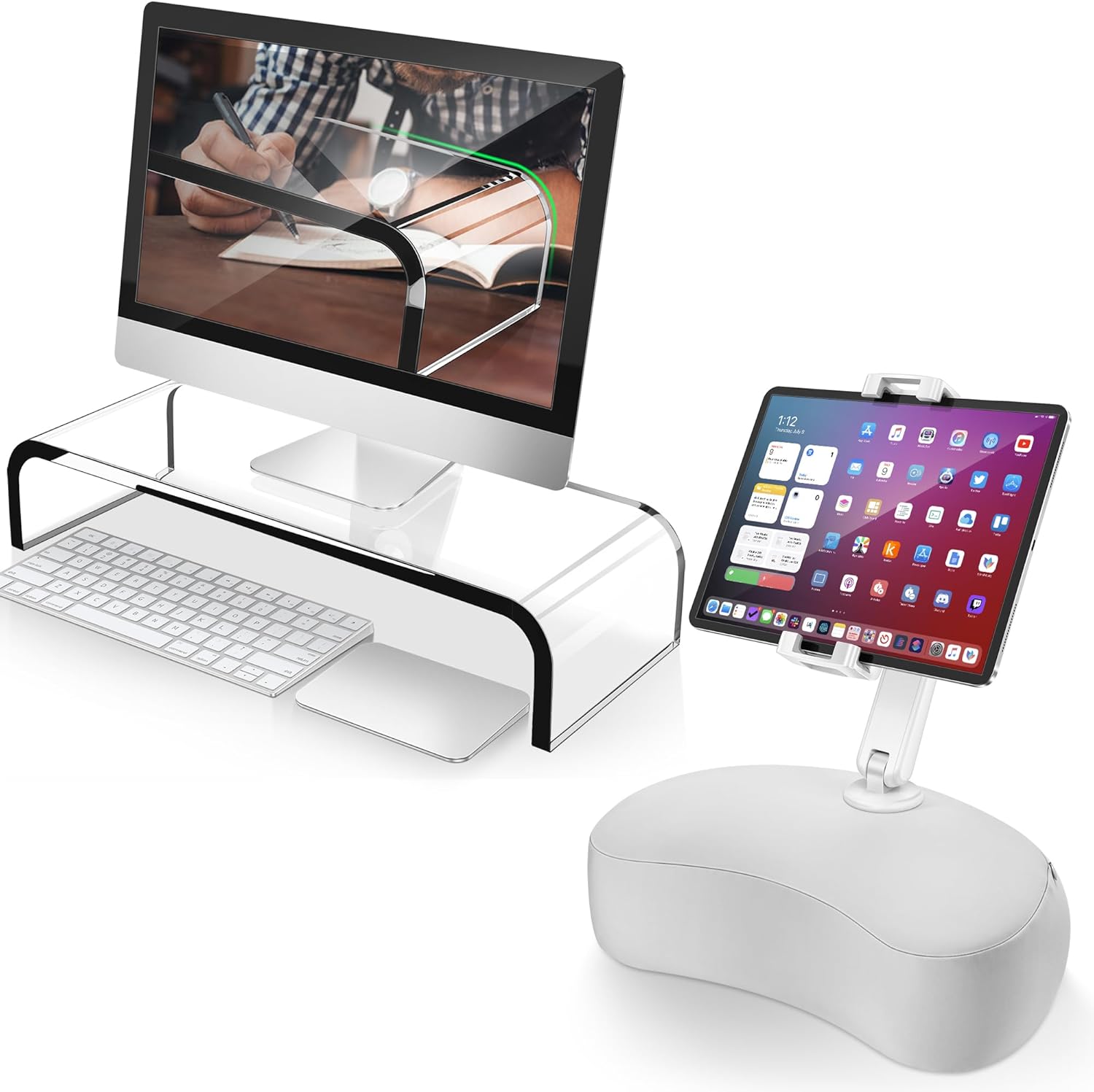 AboveTEK Acrylic Monitor Stand Premium Large Monitor Riser