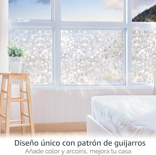 Miniatura 3 de Rabbitgoo, película para ventana decorativa, privacidad. Película estática que se pega al vidrio, película de vidrio, piedritas 3D para el hogar