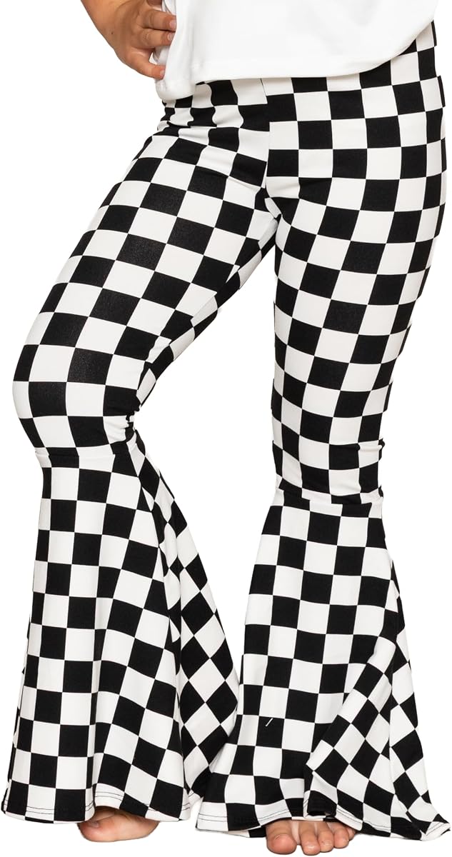 STRETCH IS COMFORT Girls Stretch Bell Bottoms Flare Pants Little | Big Kid Ruffle Bootcut Leggings | Sizes 2-14