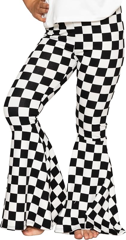 STRETCH IS COMFORT Girls Stretch Bell Bottoms Flare Pants Little | Big Kid Ruffle Bootcut Leggings | Sizes 2-14
