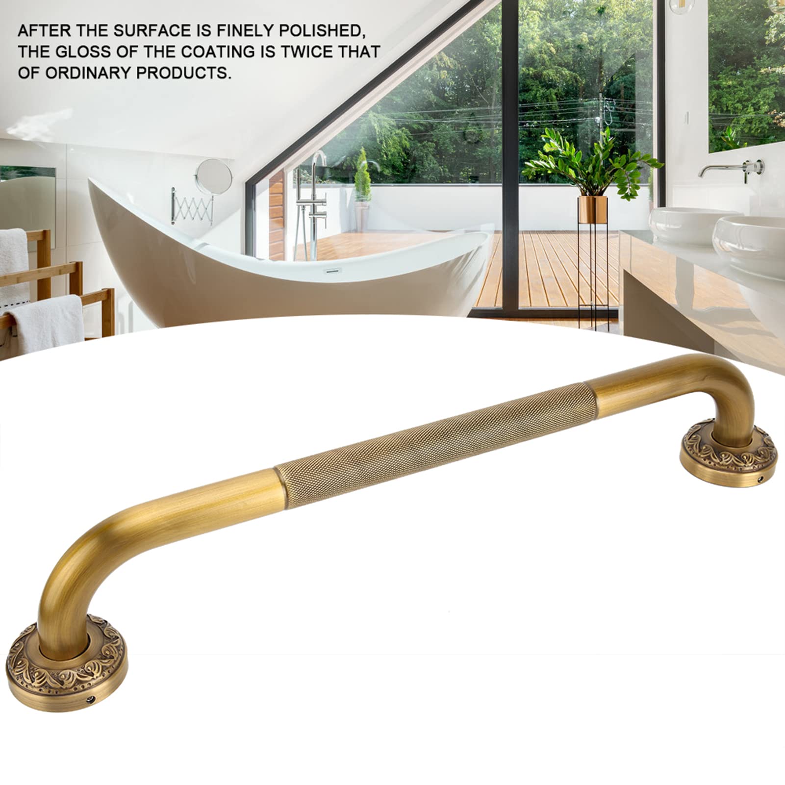 Maniglioni Antiscivolo 42 Cm Maniglioni Bagno per Anziani e Bambini Maniglia Maniglione Rame Antiscivolo per Bagno Vasca Doccia Colore Bronzo