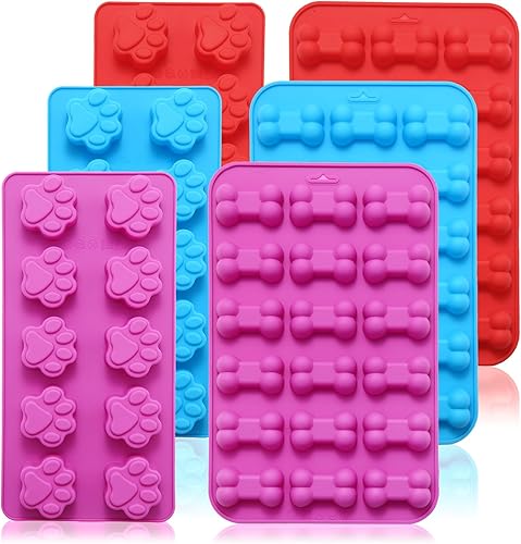 6 moldes de silicona para patas y huesos de cachorro, elegantes moldes de chocolate para hornear, moldes de goma antiadherentes, moldes para