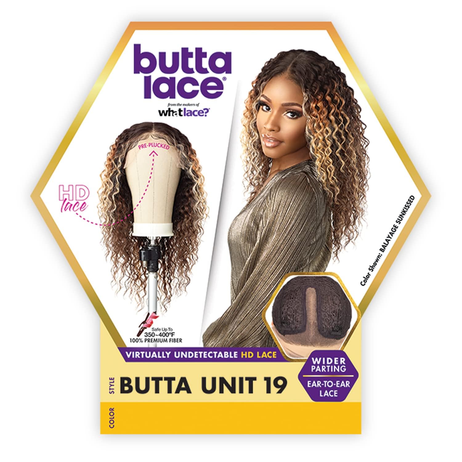 Sensationnel Butta Lace Wigs - Unit 19 Extra Wide 5 Inch Deep Parting Synthetic Preplucked Hairline Glueless Lacefront (1B OFFBLACK)