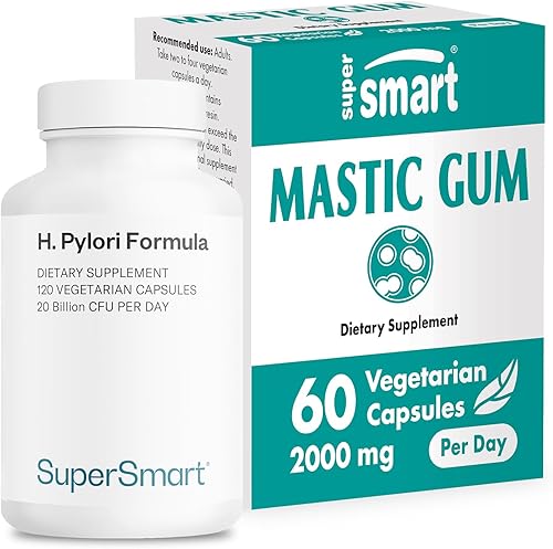Supersmart - Paquete de fórmula H. Pylori (acción completa) - Probiótico L. Reuteri con goma de mascar  Sin OMG y sin gluten - 60 x 2 y 120 cápsulas