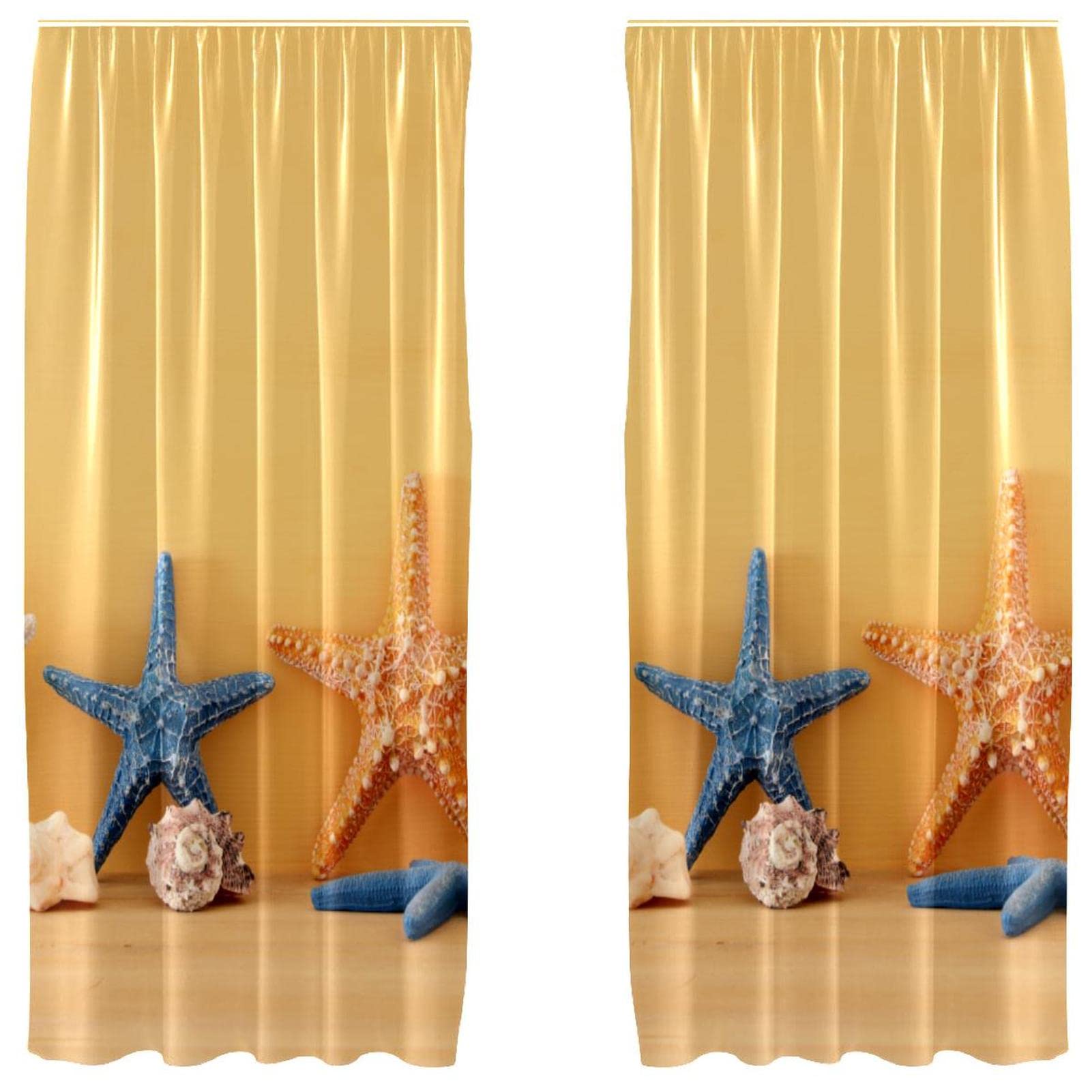 Cortinas opacas de viaje termicas de estrellas de mar para oscurecer dormitorios de verano