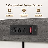 Vista 9 de Estante para panaderos con 3 tomas de corriente, soporte de microondas de 4 niveles con almacenamiento, estante de cocina independiente de 23.6