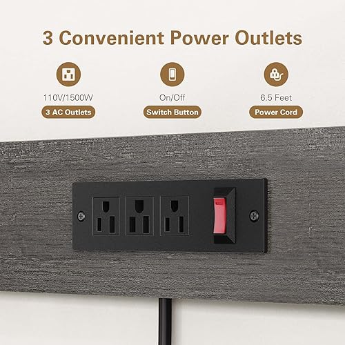 Miniatura 9 de Anycoo Estante para panaderos con 3 tomas de corriente, soporte de microondas de cocina de 4 niveles con almacenamiento, soporte de cocina