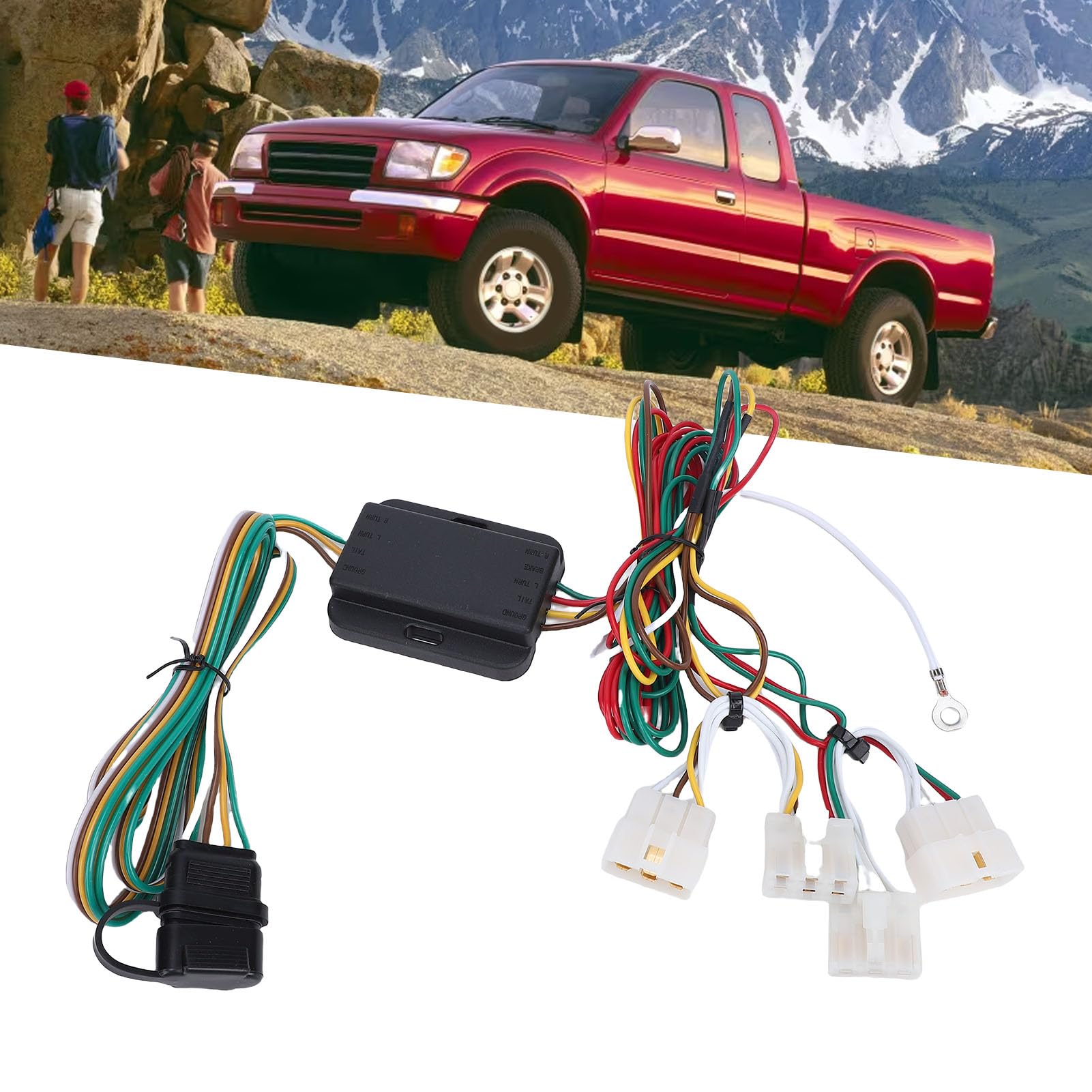 Ejoyous Arnés de Cableado para Remolque de 4 Pines, Diseño Plug and Play, Conector en T Plano de 4 Vías para 1995-2004, Instalación Rápida para Necesidades de Remolque y Transporte