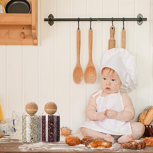 Miniatura 7 de 2 tarros de vidrio de corcho con tapa de corcho, tarro de almacenamiento, tarro de café, recipiente de vidrio con bola, botellas de vidrio redondas